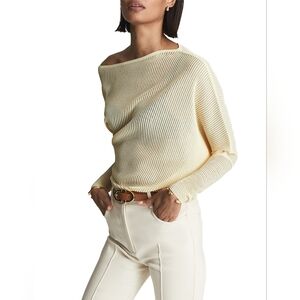 REISS Angie Sheer Stripe Asymmetric Jumper